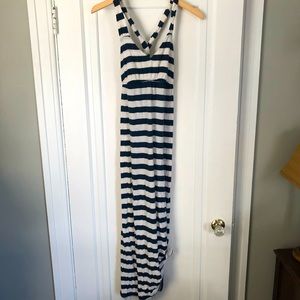 Lots of Love. Navy and cream striped maxi. Small